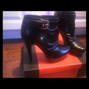 Black platform booties by guess.